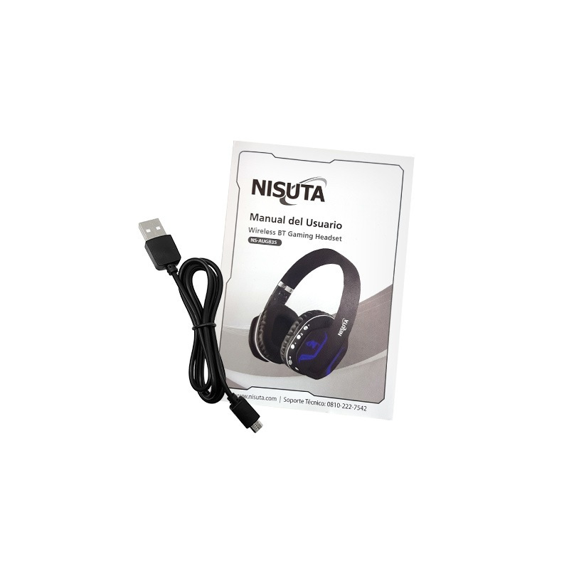 Auricular Nisuta Gaming Bluetooth/Cable con Led y micrófono