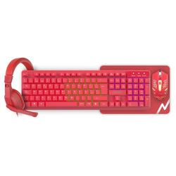 Combo Gamer Noga Teclado/Mouse/Auric/Pad Rojo Nkb-413