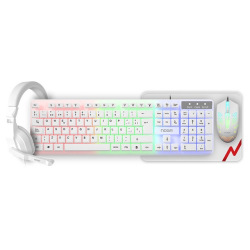 Combo Gamer Noga Teclado/Mouse/Auric/Pad Blanco Nkb-413