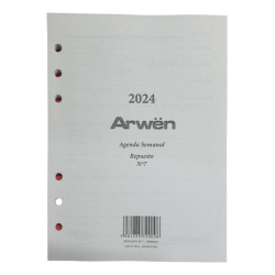 Repuesto Agenda Arwen N7 14x19 Semanal 2024