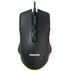 Mouse Philips Gamer G201bl Usb 3000dpi C/Luz