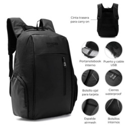 Mochila Espalda Wanderlust Antirrobo Usb 17" 38034