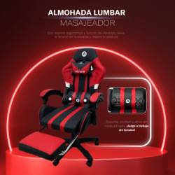Silla Gamer Aliver Raptor Reposapiés C/Masaje Rojo 9920