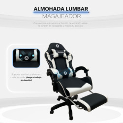 Silla Gamer Aliver Raptor Reposapiés C/Masaje Blanco9930