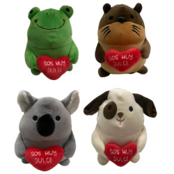 Peluches-Animalitos Spandez C/Corazon 20cm 8185