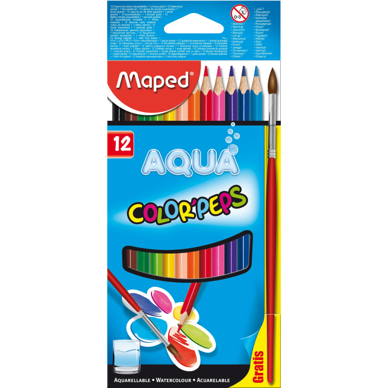 Lapices Mooving Coloring Acuarelables X 12 Colores + Pincel