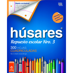 Repuesto Husares Escolar Carta x 300 hojas Cuadriculado